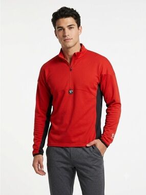 Pearl Izumi Red Black Half Zip Long Sleeve Cycling Jersey Pullover Mens Large